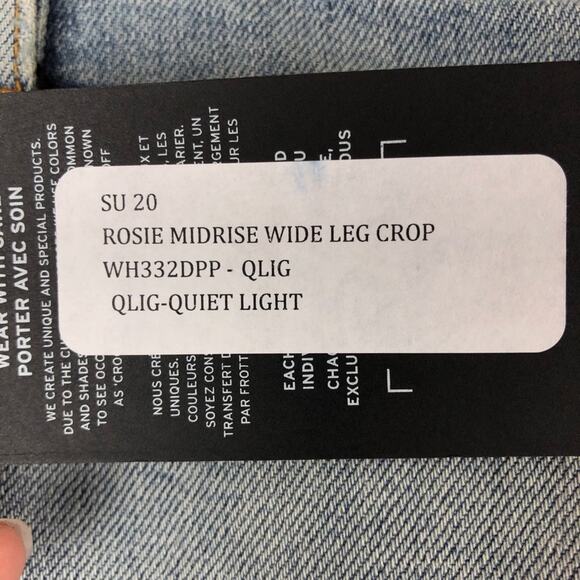 Hudson Blue Quiet Light Wash Rosie Mid Rise Wide Leg Crop Denim Jeans Pants - Picture 4 of 9